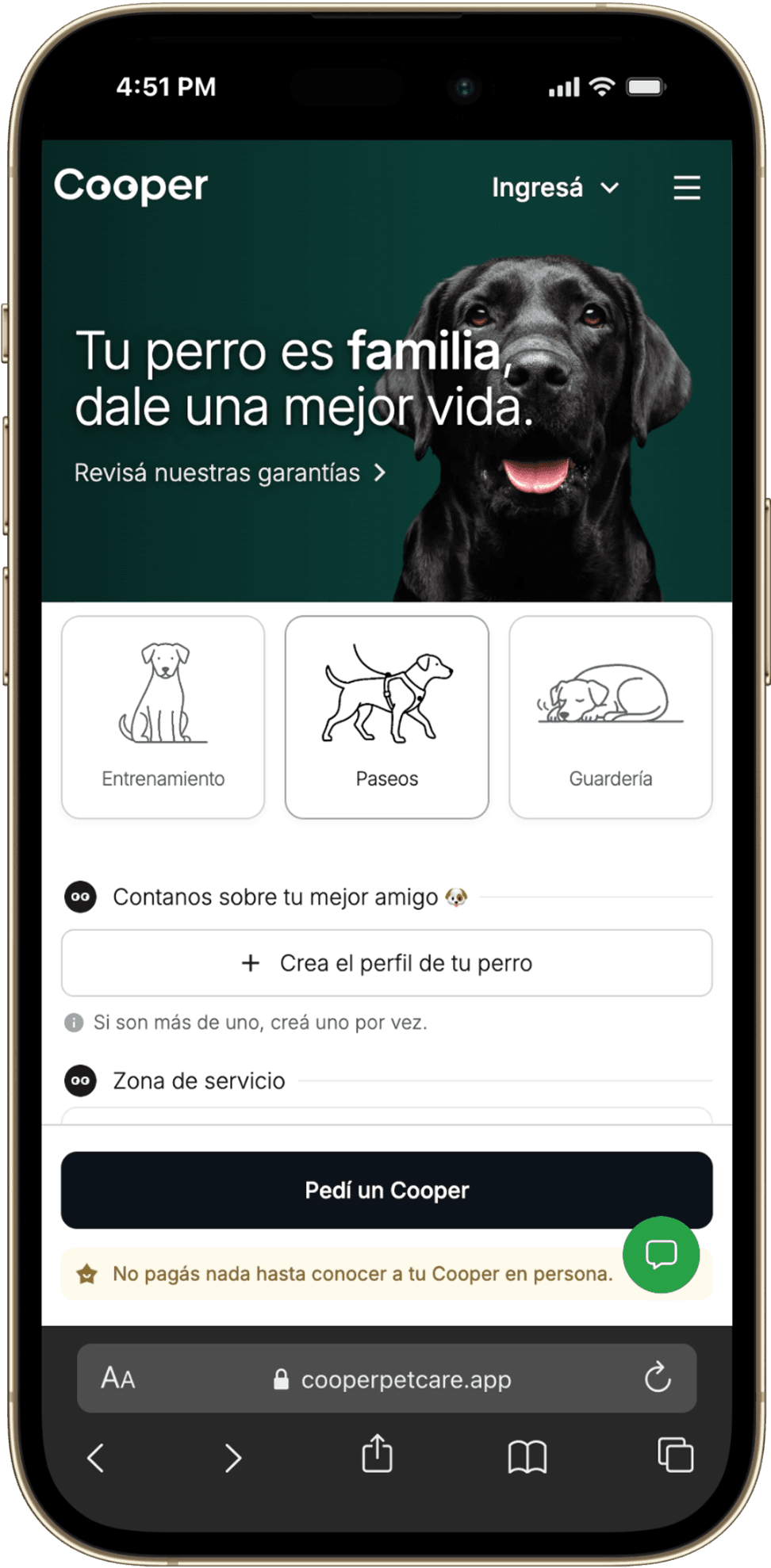Paso 1: Creá la solicitud de paseo