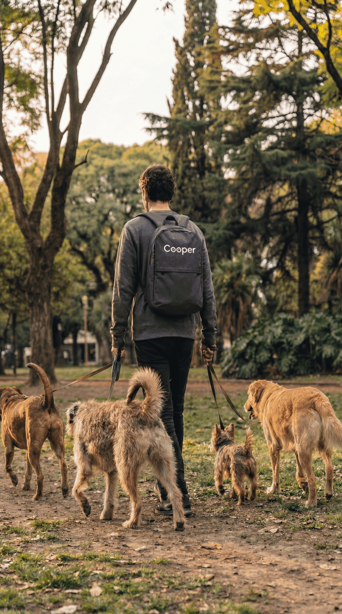 Paseador profesional de Cooper paseando un perro